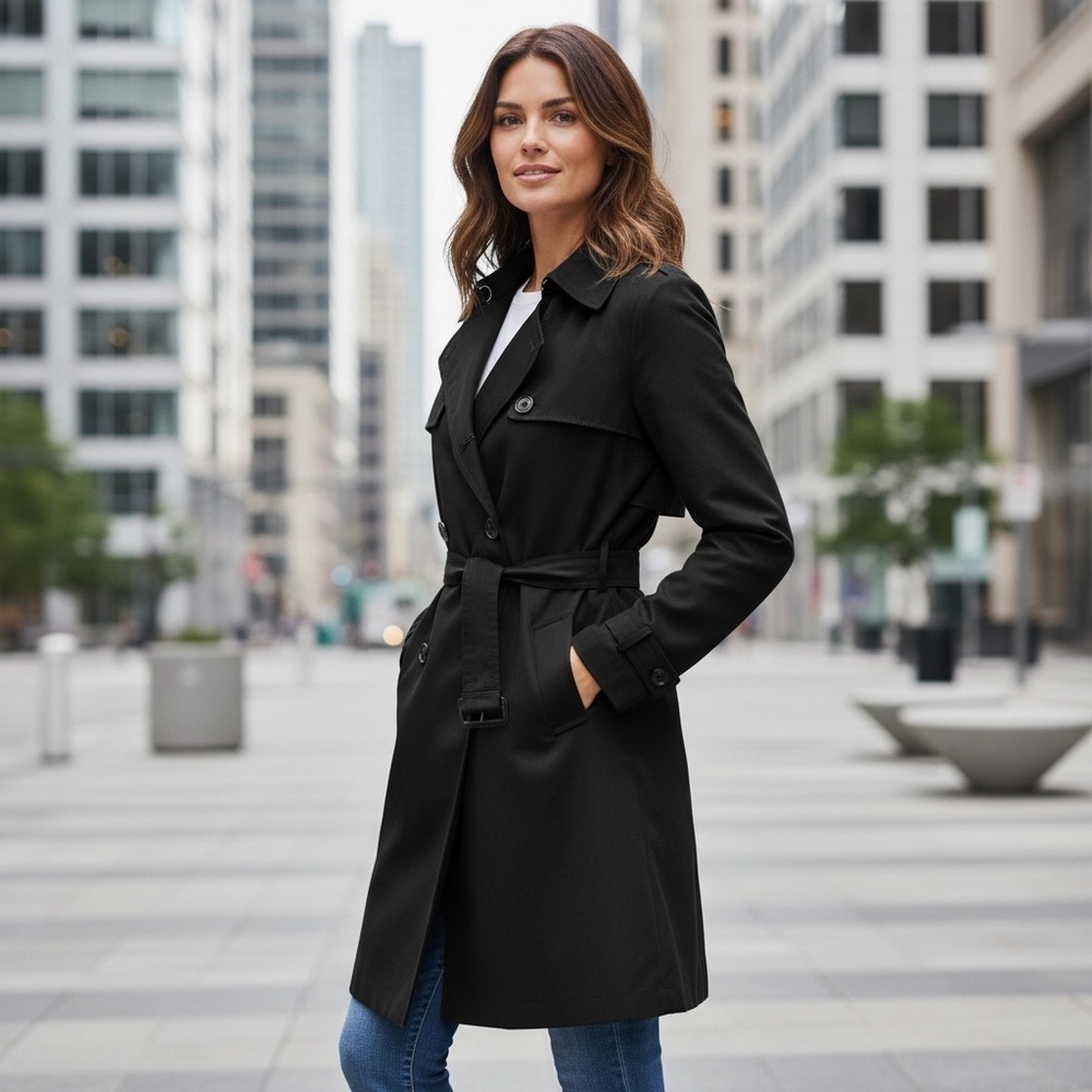 JOSEF - Black Classic Trench Coat - L